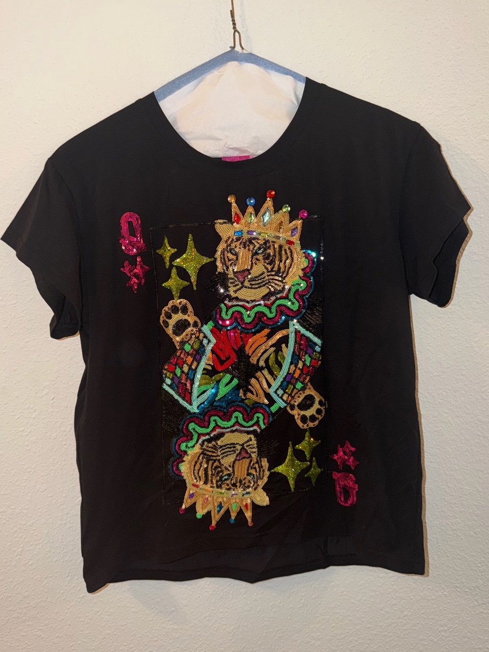 Queen of Sparkles Tiger Queen Card Tee.
